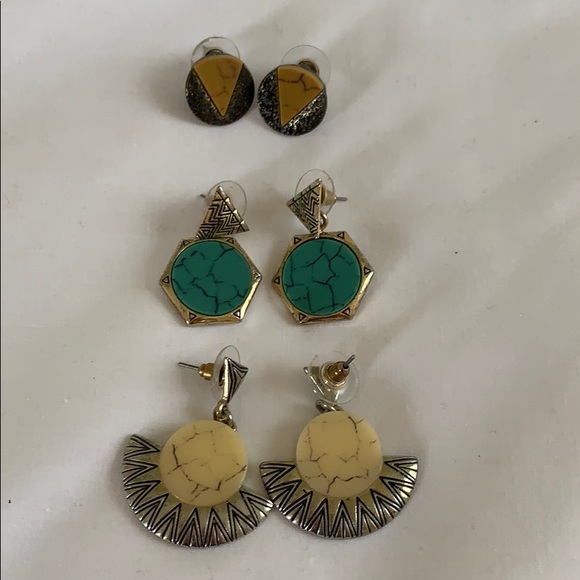 Three pack of marble stone inspired earrings - Picture 2 of 2